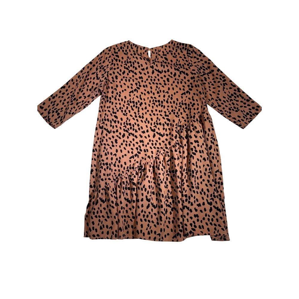 Hayden Los Angeles Womens Terracotta Black Spotted Asymmetrical Ruffle Dress M - Picture 2 of 3